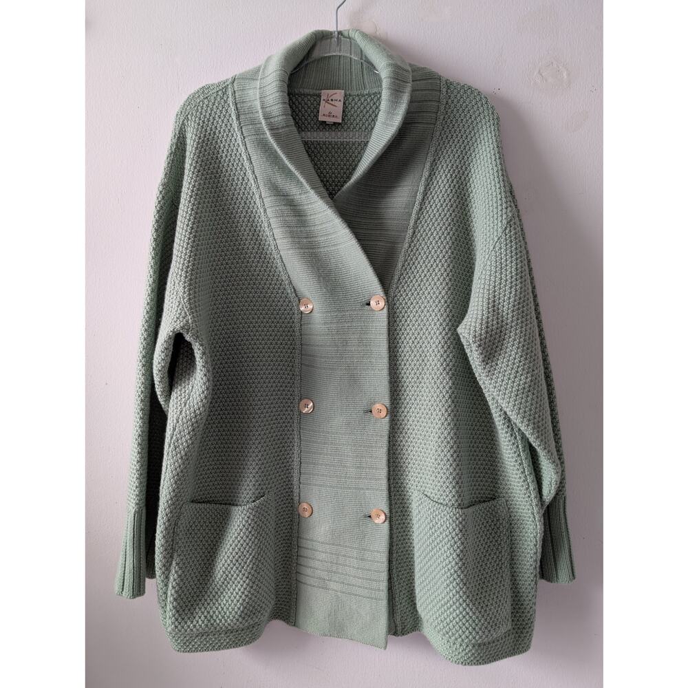 Kasha de Rodier France vintage double breasted wool blend grandpa cardigan XL